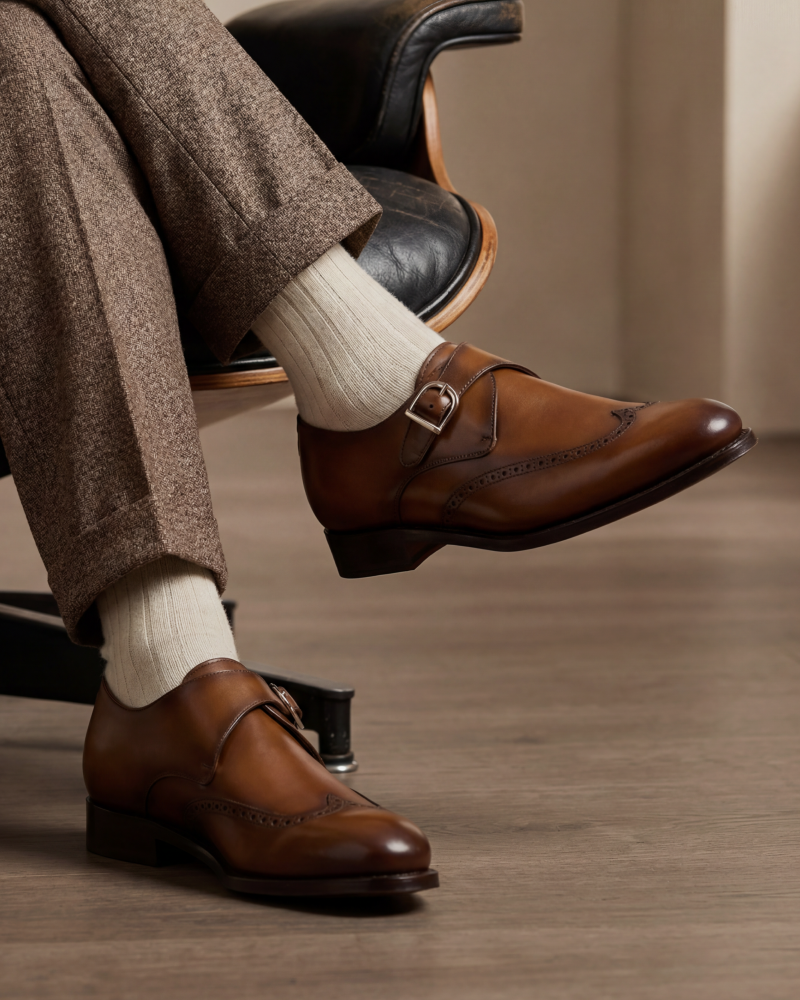 Chris Cognac Calf Single Monk - 675