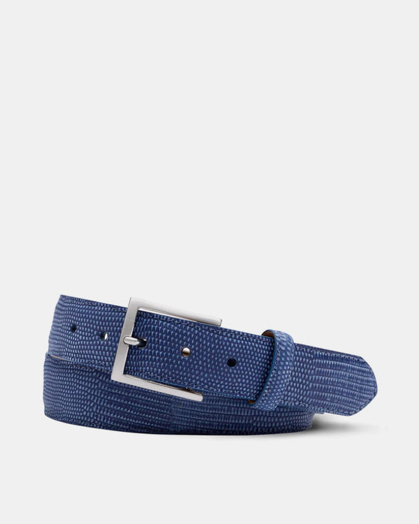 Classic Lizard Belt in Nubuck Blue - Cobbler Union