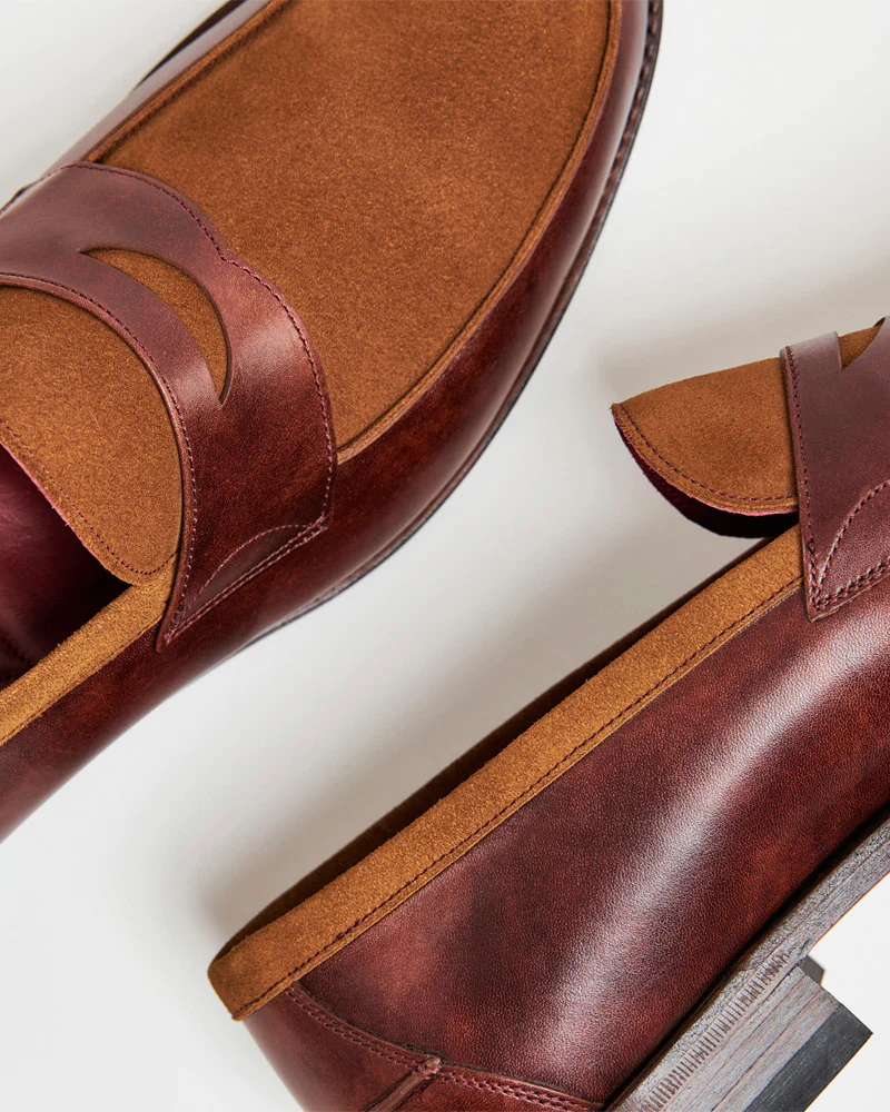 Museum Cognac Leather &amp; Tobacco Suede Loafer
