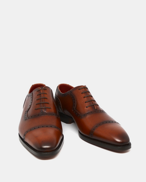 Cognac Grain Cap Toe Oxford Shoe