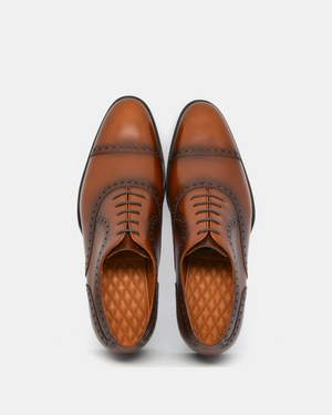 Cognac Brogue Cap Toe Oxford Shoe
