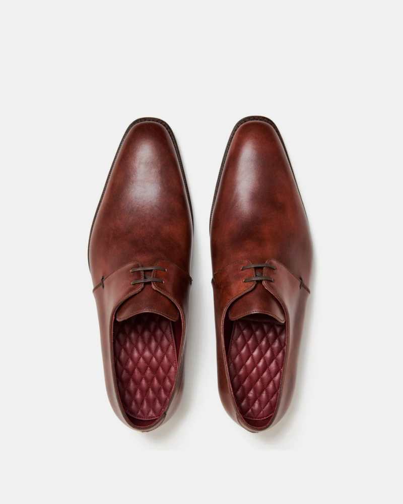 red brown dress shoes Mezlan Mens Cognac Rust Lace-up Calfskin Leather Dress Shoes The Suit Depot