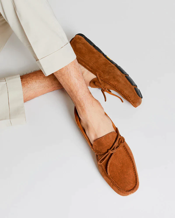 Cognac Suede Lace up Moccasins - Cobbler Union