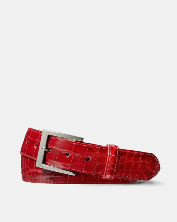Glazed American Alligator Belt in Chocolate Leather main image 0