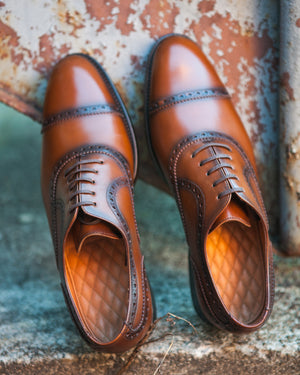 Cognac Brogue Cap Toe Oxford Shoe