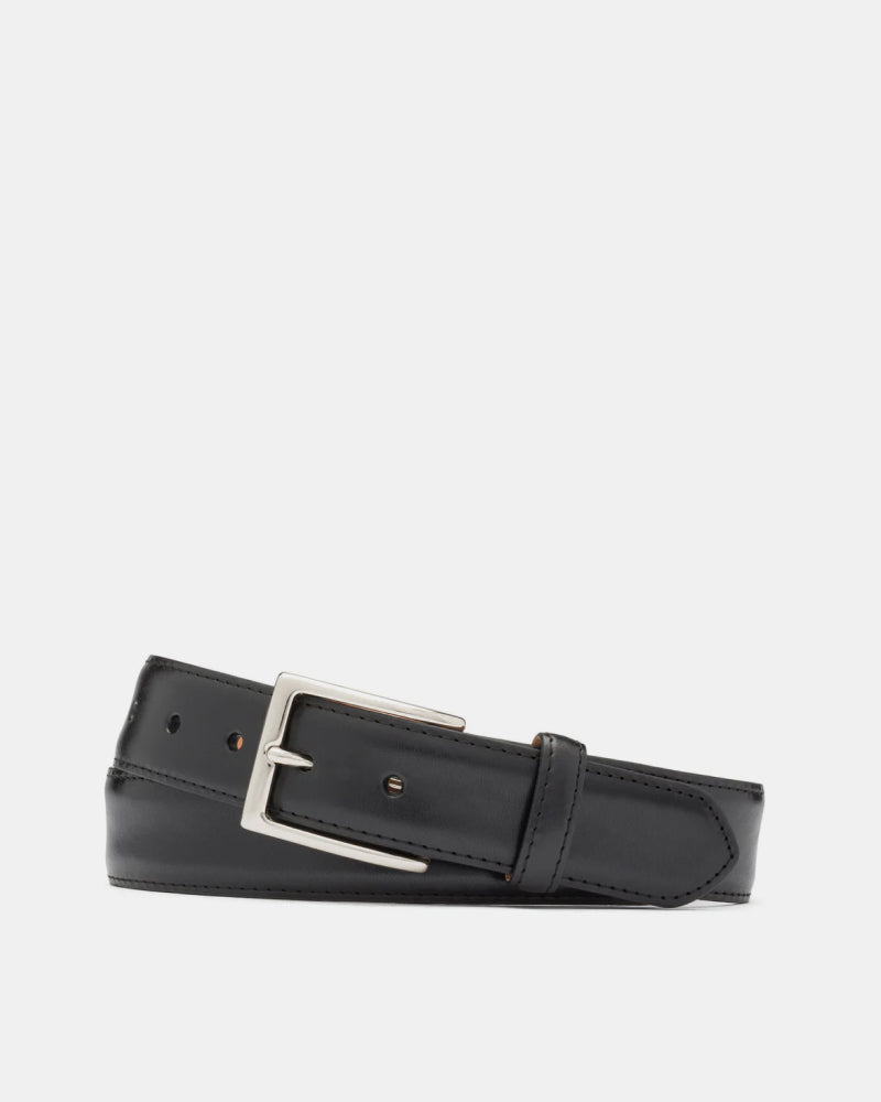 Glazed Calf Belt in Black Leather - Main Image