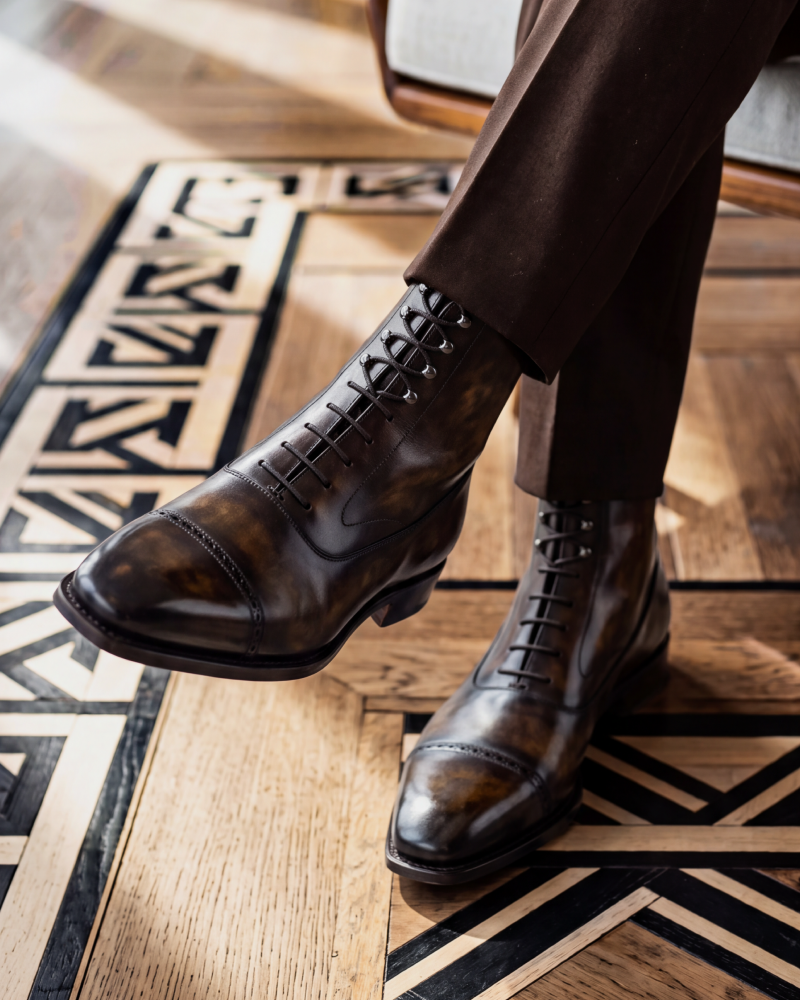 Guillaume Museum Brown Patina Balmoral Boot - 722