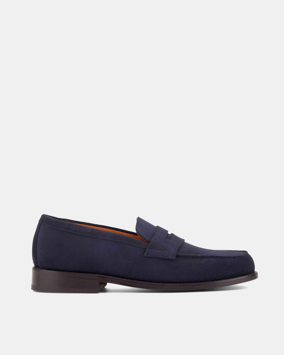 Men's Navy Blue Suede Penny Loafers | Henry 144