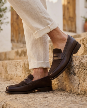 Henry Brown Calf & Suede Penny Loafer - 144