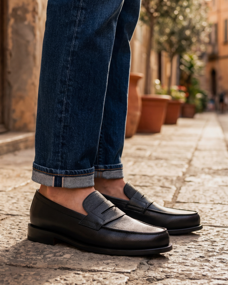 Henry Black Grain Penny Loafer - 144