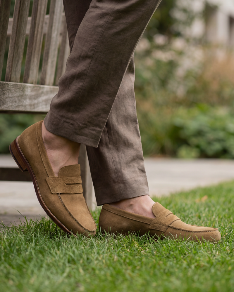 Henry Camel Suede Penny Loafer - 144