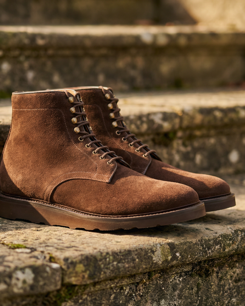 Brown Suede Plain-Toe Boot