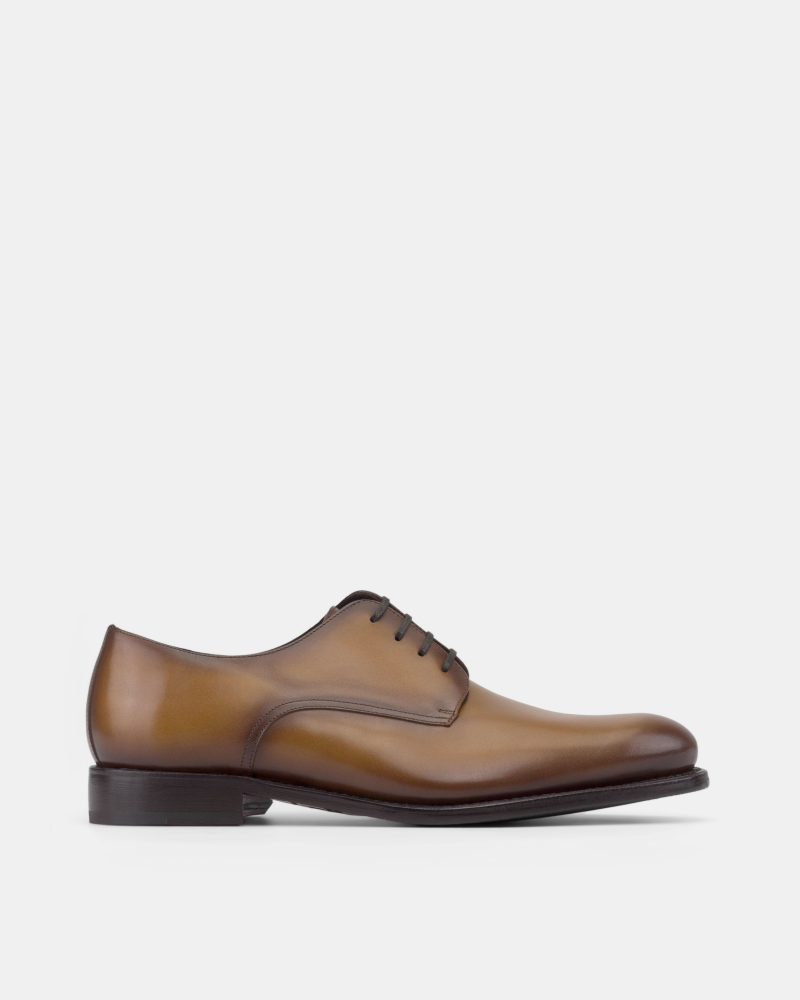 Marco Derby in Tobacco Calf with Half-Rubber Soles - 675