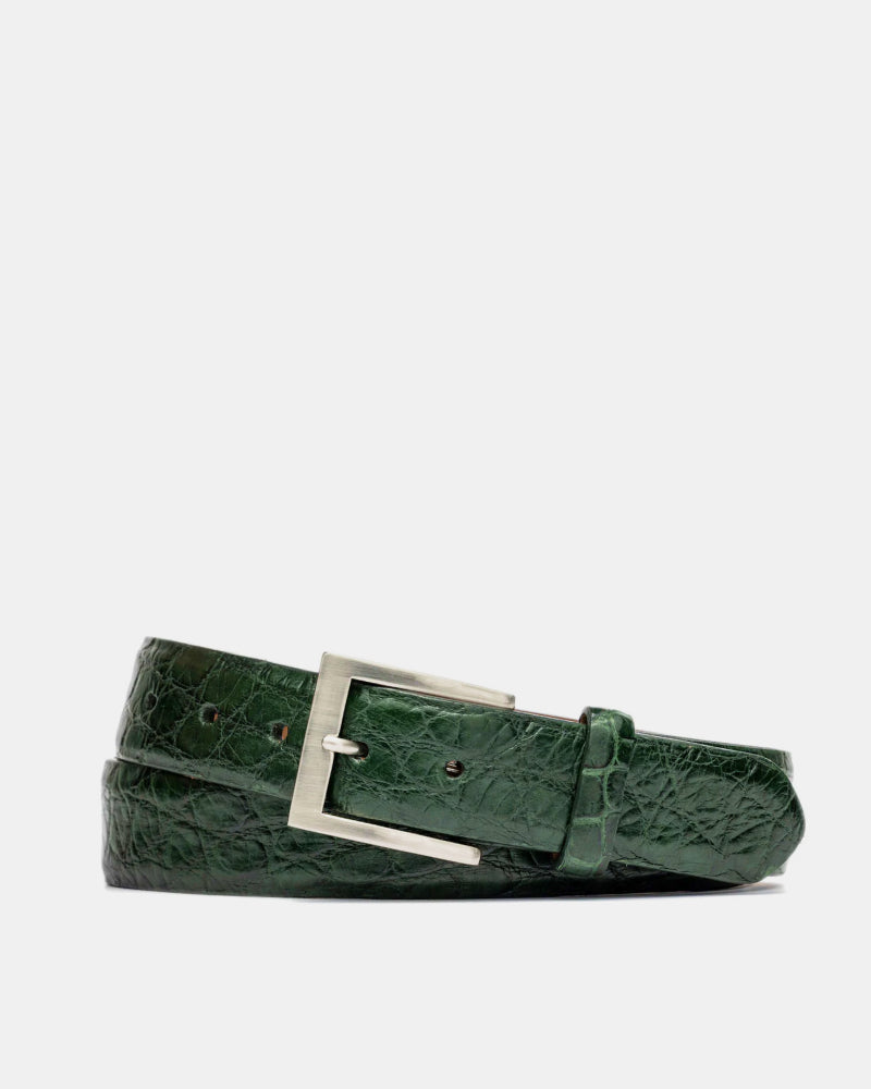 Matte American Alligator Belt in Forest Green - Main Image