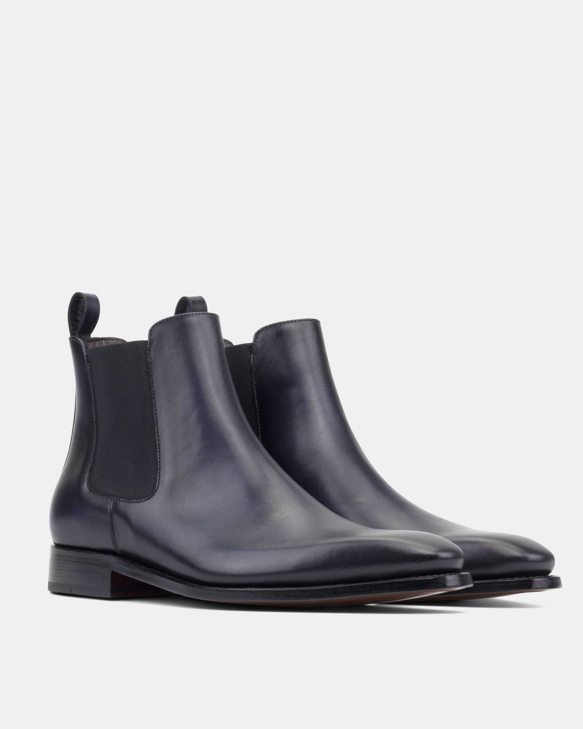 Men's Navy Blue Leather Chelsea Dress Boots | Bennett 722