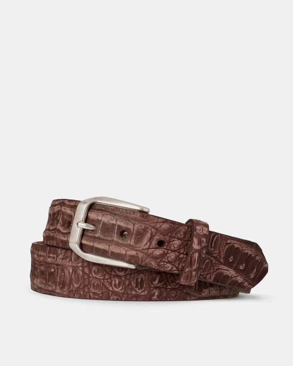 NubuckCrocodileBeltinChocolate