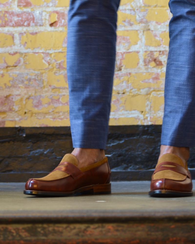 [SALE] - Museum Cognac Leather & Tobacco Suede Loafer