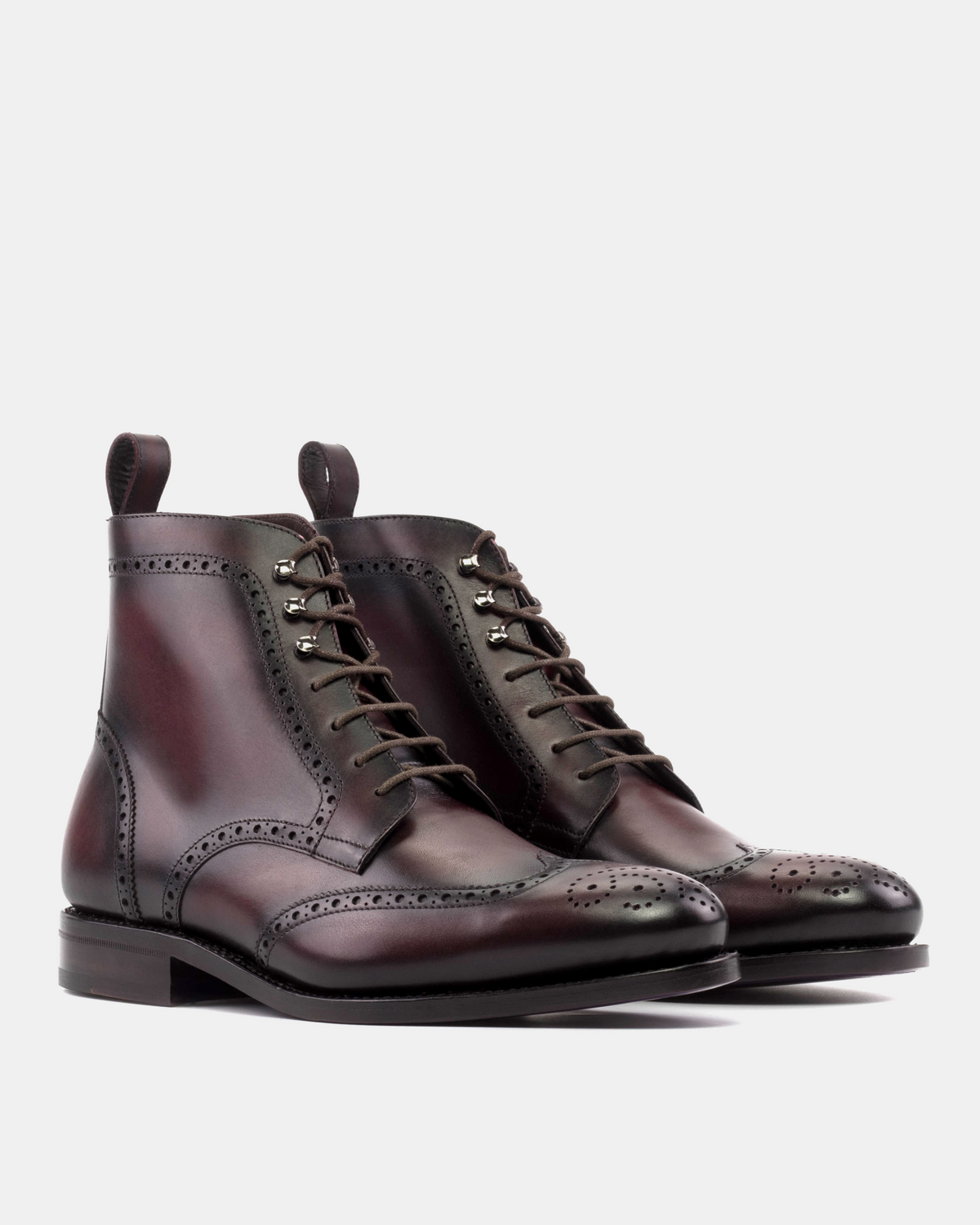 Men's Oxblood Leather Brogue Dress Boots