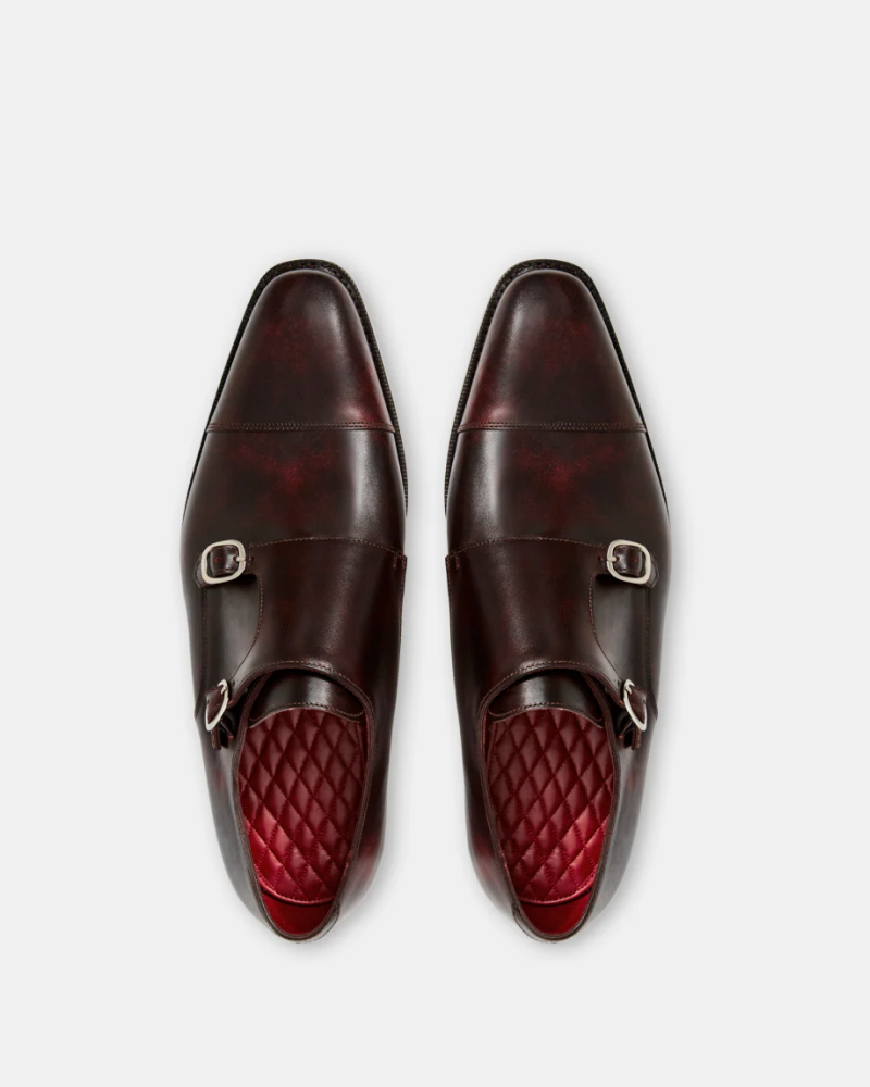 burgundy monk strap dress shoes Double-Monk Dress Shoe