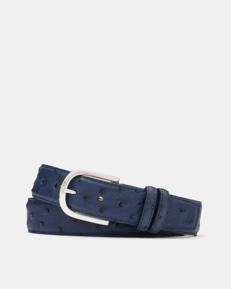Quilled Ostrich Belt in Navy Leather 34 Quilled Ostrich Belt in Navy Leather 34