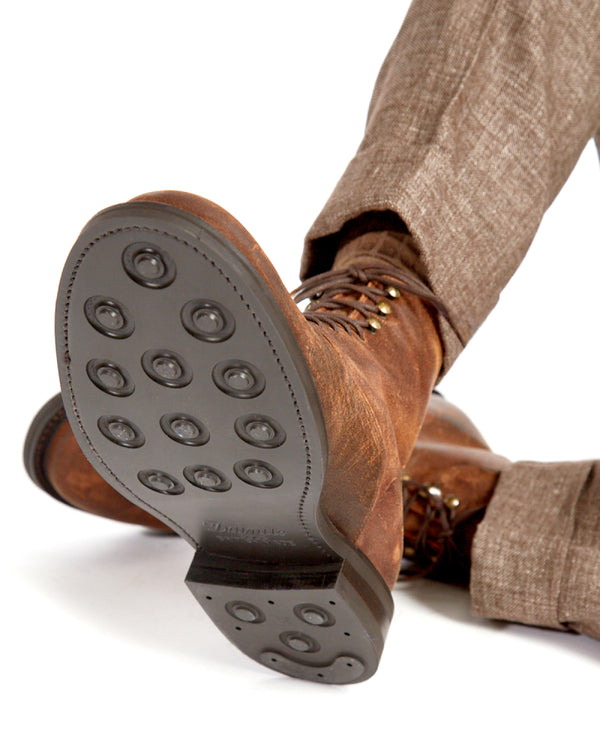 Brown Waxed Suede Plain-Toe Boot - Cobbler Union display picture 1