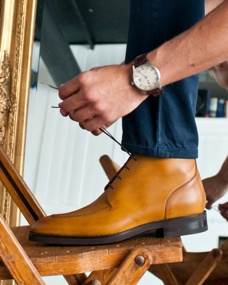 [SALE] - Tan Leather Ankle Boot
