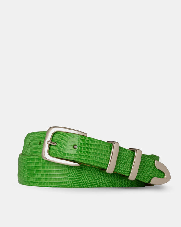 Green Reptile Belt Mock Reptile Calfskin Leather Belt - Bobby Jones main image 4