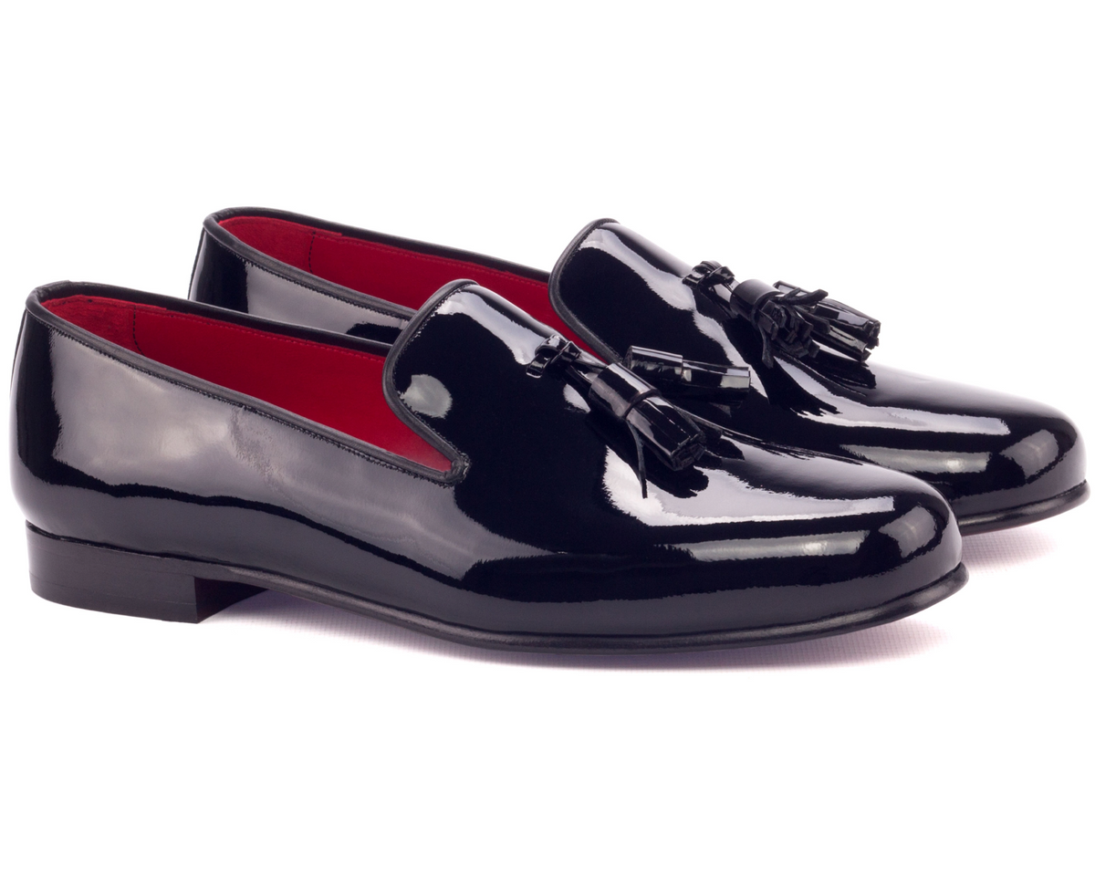 Tassel Slipper Black Patent