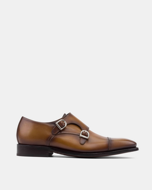 Francis Tobacco Double Monk Strap with Half-Rubber Soles - 722