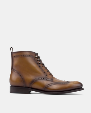 John Tobacco Wingtip Brogue Boot - 675
