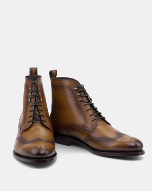 John Tobacco Wingtip Brogue Boot - 675