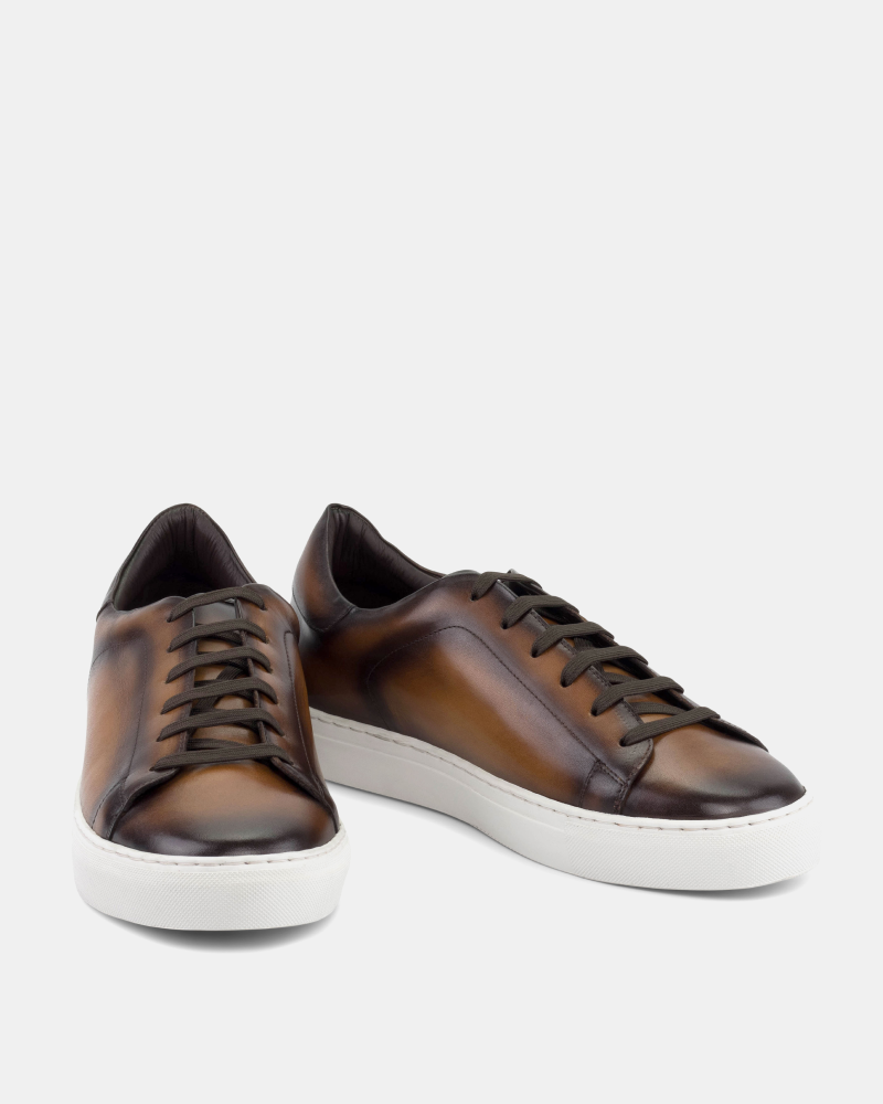 Cognac Burnished Leather Dress Sneaker