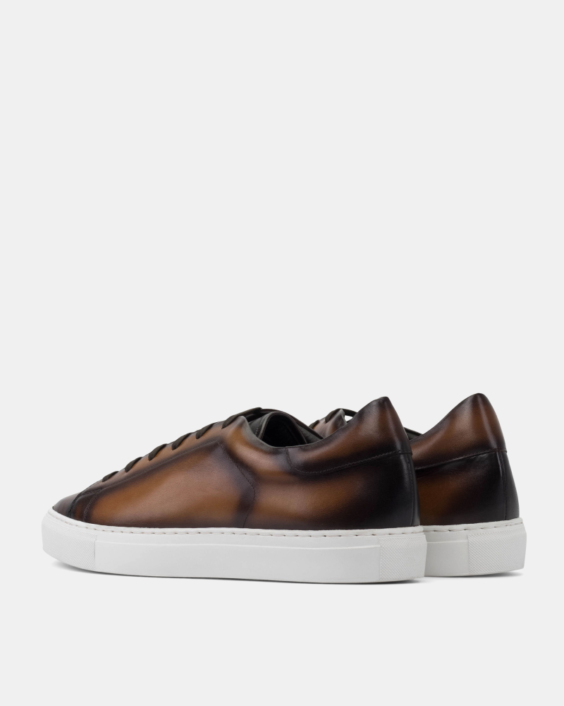 Cognac Burnished Leather Dress Sneaker