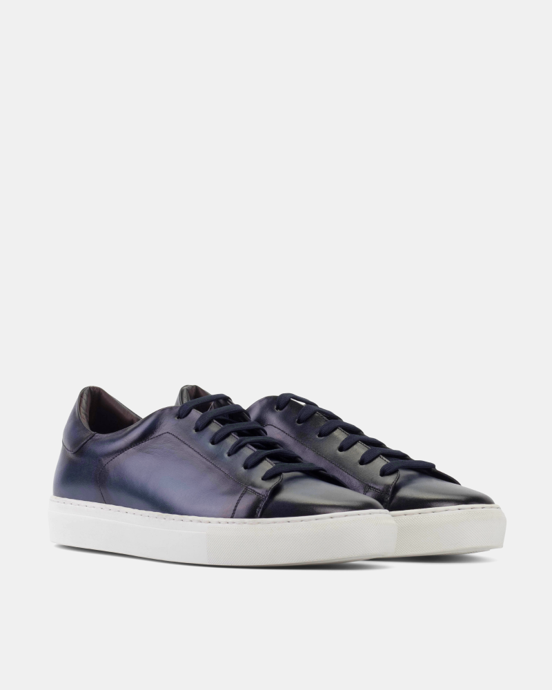 Navy Burnished Leather Dress Sneaker