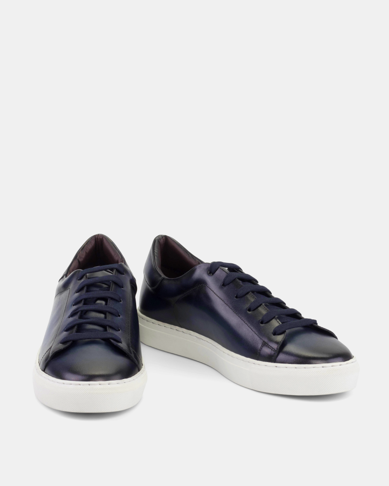 Navy Burnished Leather Dress Sneaker