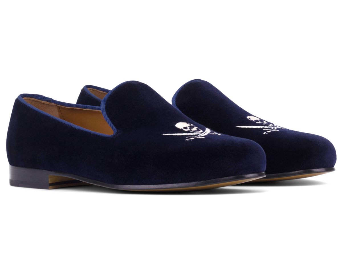 Velvet Slipper Blue Skull