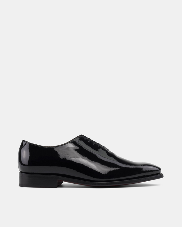 Men's Black Patent Leather Wholecut Oxford Shoes | Vincent 722