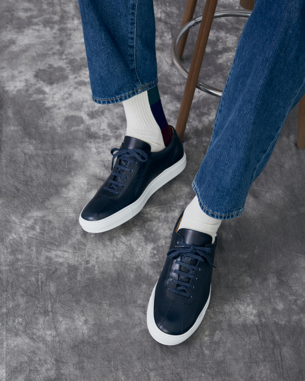 Vintage Blue Leather Dress Sneaker - Main Image