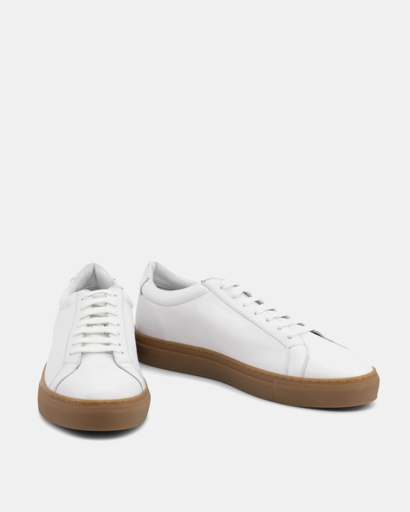 White Low Kick Dress Sneaker in Amber Soles