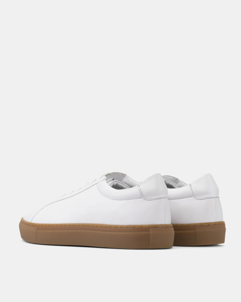 White Low Kick Dress Sneaker in Amber Soles