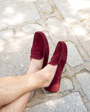 Wine Red Suede Driving Shoes