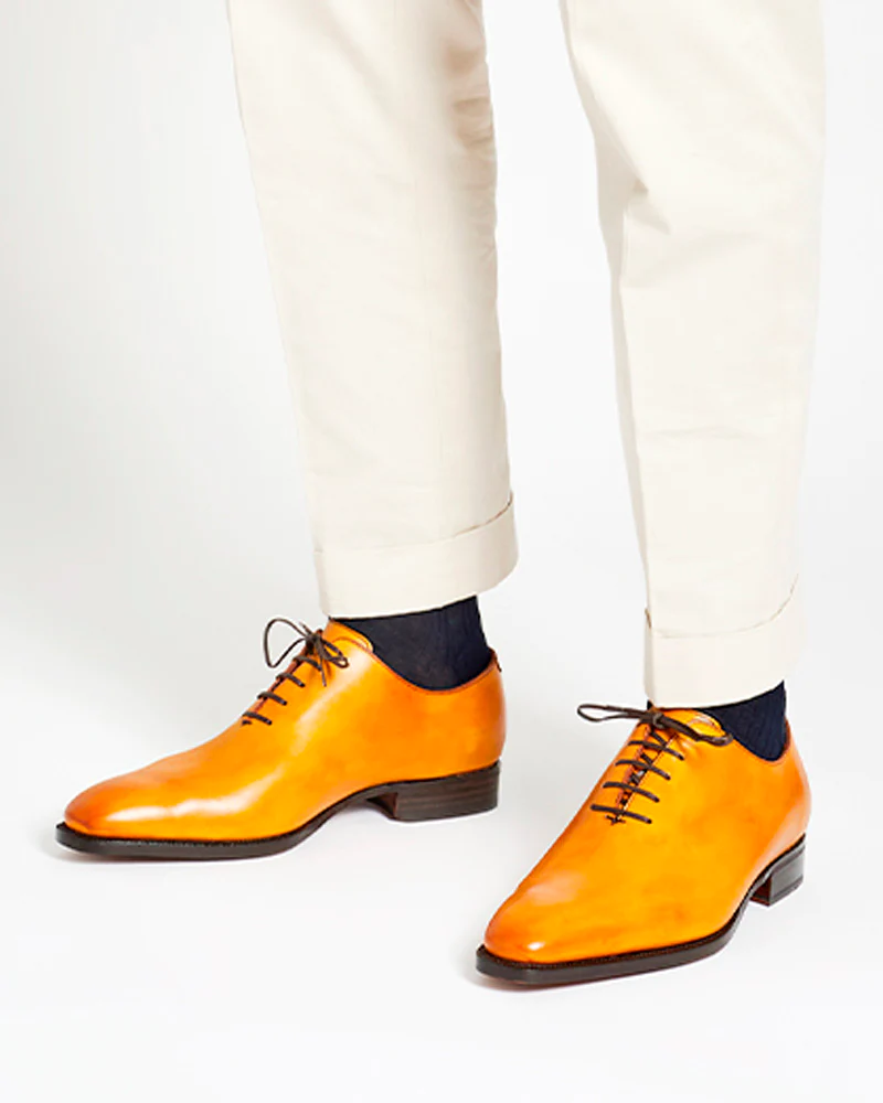 men's mustard yellow dress shoes Men's Yellow and Light Grey Cap-Toe Leather Derby Shoes Normanton US 12 / D