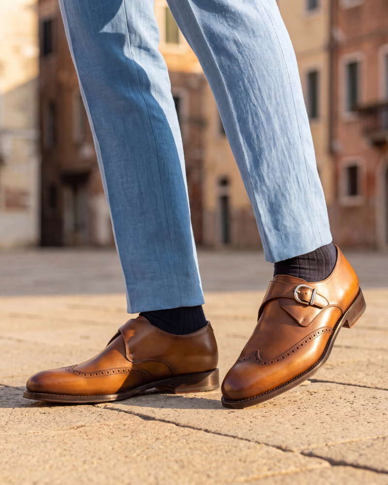 Chris Cognac Calf Single Monk - 675