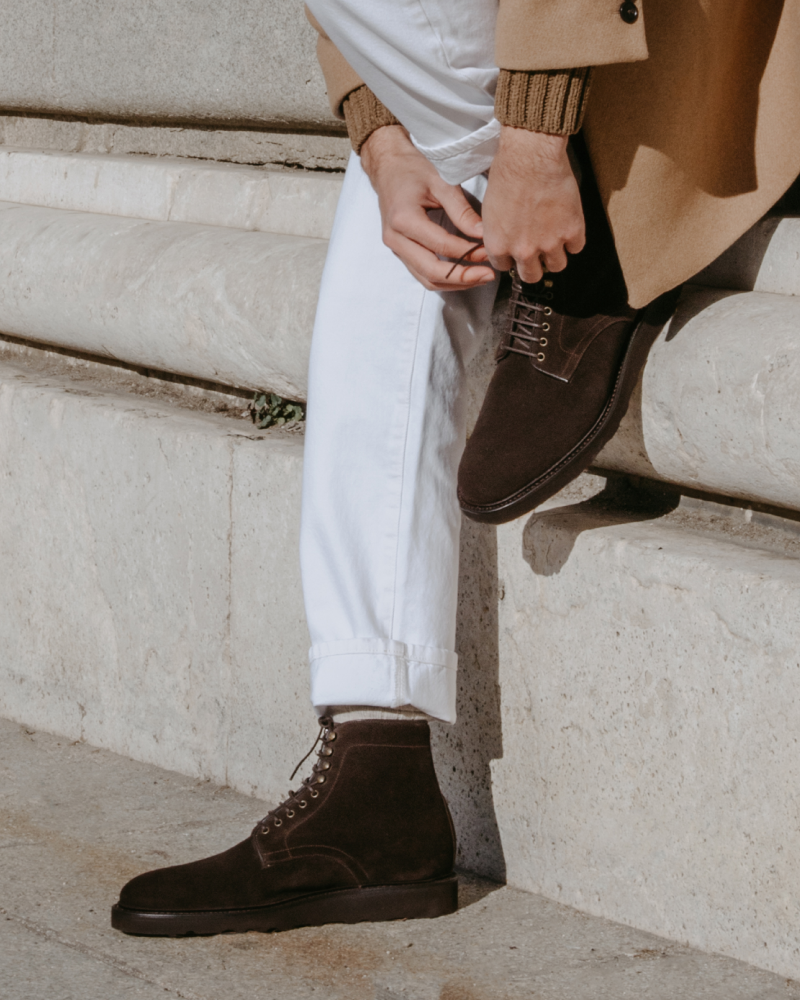 Brown Suede Plain-Toe Boot
