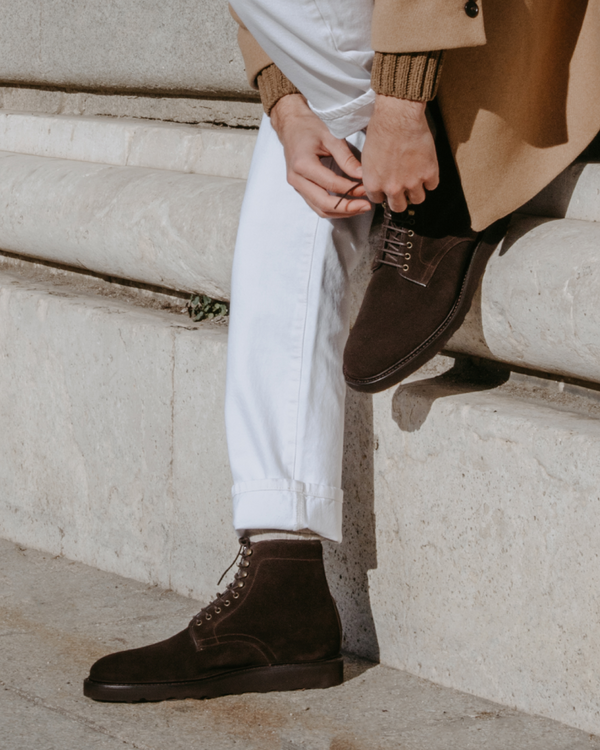 Brown Suede Plain Toe Boot