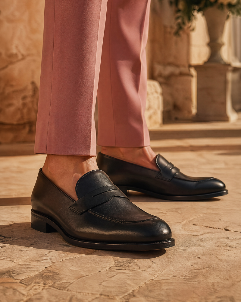 Smith Black Calf Penny Loafer - 675