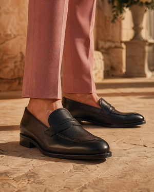 Smith Black Calf Penny Loafer - 675