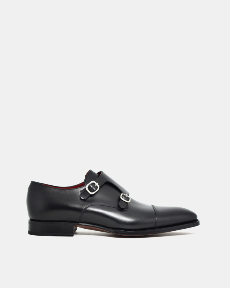 Black Double Monk Strap Dress Shoe - Louvre Black Double Monk Strap Dress Shoe - Louvre