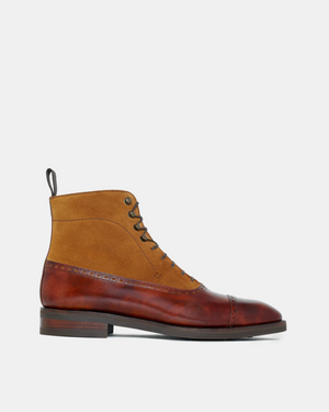 Museum Cognac and Suede Balmoral Boot