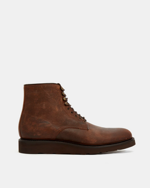 Brown Waxed Suede Lightweight Plain-Toe Boot